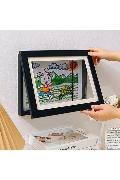 Choice Black A4(24X33CM) Children Drawing Frame A4 Wooden Poster Frame For Walls Children's Art Frame Chang