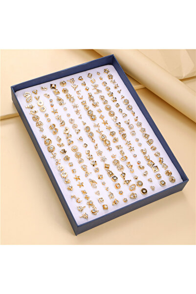 Choice ZJ3910 مجموعة من 100 زوج من الأقراط الصغيرة للفتيات ذات الأشكال الهندس...