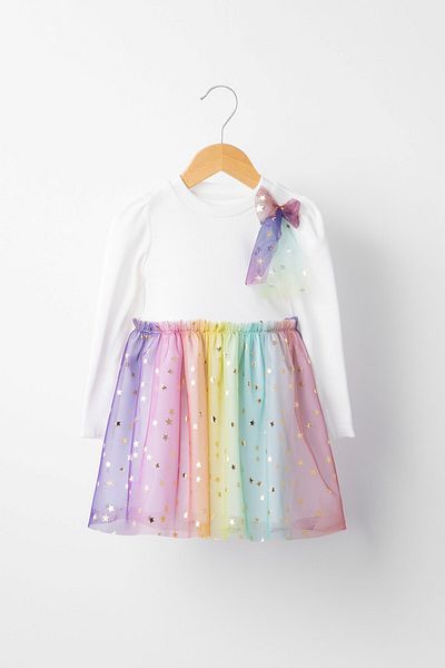 Banamio Paisley Baby Girl Kids Camisole Star Pattern Colorful Tulle Dress