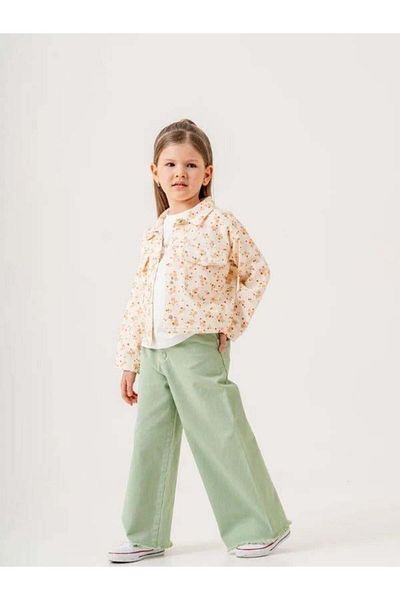Zekids Set de două piese pentru fete, jachetă din denim cu modele florale