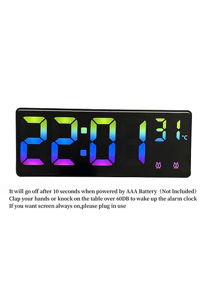 Choice Colorful Green Colorful Digital Alarm Clock Voice Control Temperature Date Dual Alarm Snooze Table C