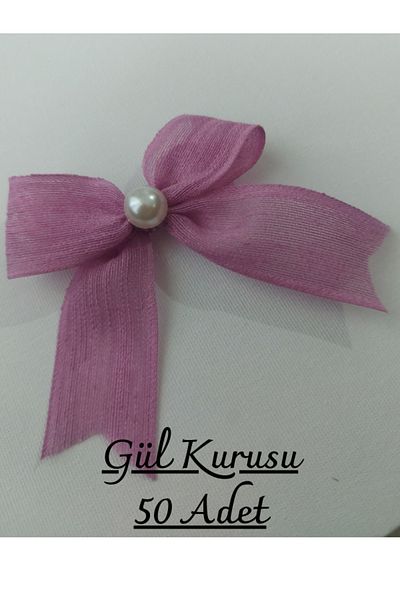 SEVİMLİ TASARİMLAR Napoli Cut Linen Bow - Ready-Made Long Ribbon (50 Pieces)