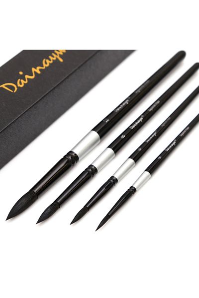 dainayw 4pcs bursh set Professional 4Pcs Black Handle Round Brushes set Squirrel Hair Art Painting Brushes f
