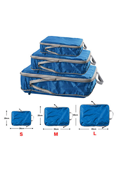 Choice مكعبات تعبئة قابلة للطي وقابلة للضغط باللون الأزرق الفاتح، حقيبة تخزين...