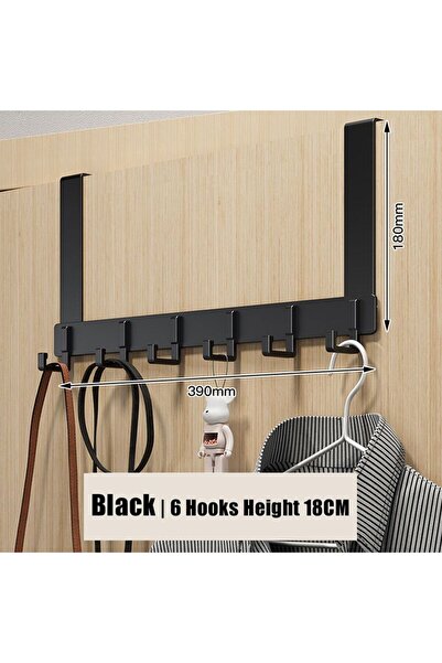 Choice XL black-18cm Storage Hooks Over The Door 6 Hooks Clothes Coat Hat Towel Hanger Home Organizer Rack