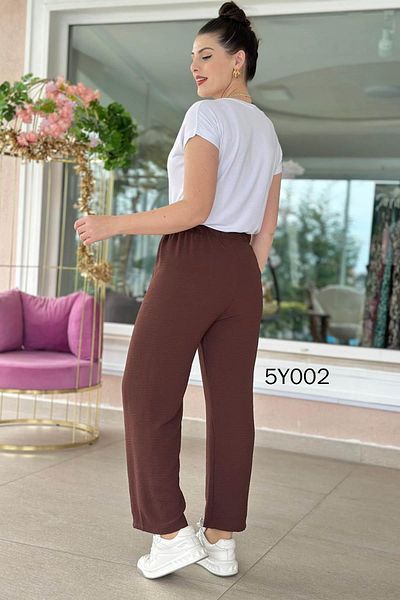 İnce Topuk Elastic Waist Aerobin Trousers - 5Y002 Model