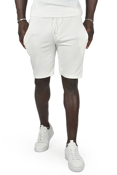 Rizz up White Lycra Men's Pique Combed Cotton Shorts - Elastic Waist, Laced -2402391