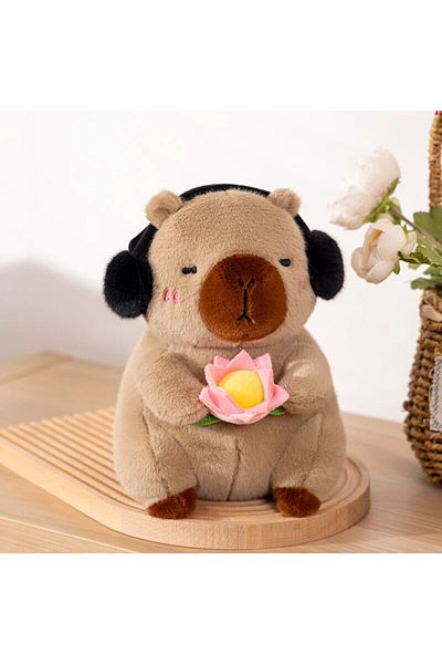 Choice light brown 25cm 1 Piece New Cute Capybara Plush Toy Stufed Animals Capybara Soft Doll Hold Flower K