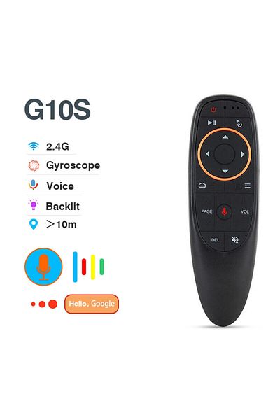 Choice G10S G10S جهاز تحكم عن بعد صوتي عالمي 2.4 جيجا هرتز لاسلكي بإضاءة خلفية IR مع ماوس هوائي جيروسكوبي