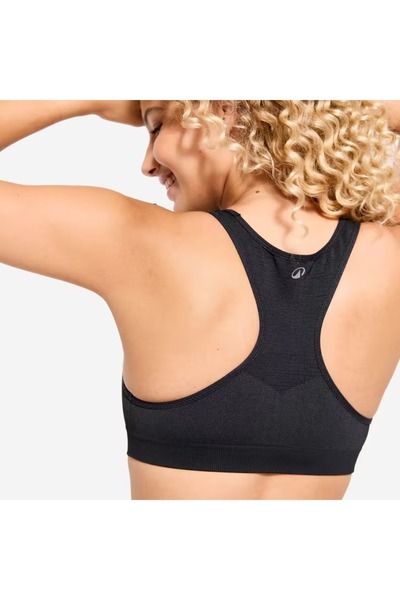 Decathlon Yüzücü Sırt Dikişsiz Sporcu Sütyeni - Orta Destek - Siyah