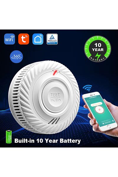Choice White Built-in 10 Year Battery Smoke Detector Wifi Function Tuya Smart Home Parlor Child Room Kitche