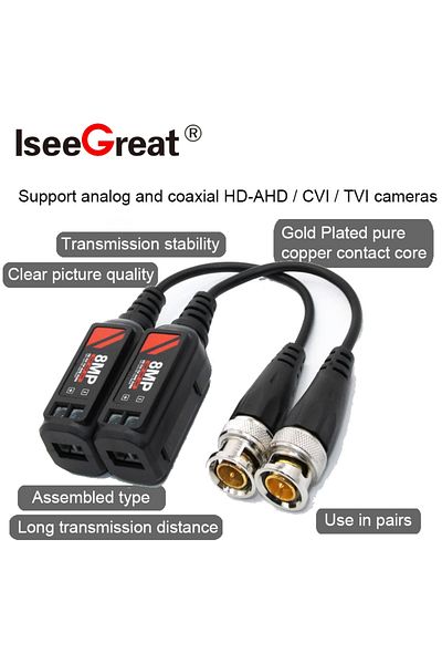 Choice 1pari Hot CCTV Accessories Passive HD 8MP 4K BNC Video Balun Passive Twisted Pair Transmitter Survei