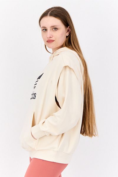 adidas Women 2 In 1 Sportswear Fit Long Sleeves Outdoor Hoodies, Beige