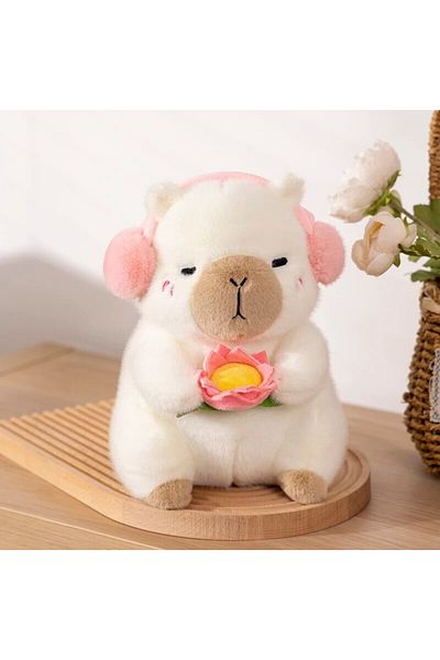 Choice White 25cm 1 Piece New Cute Capybara Plush Toy Stufed Animals Capybara Soft Doll Hold Flower Kids To