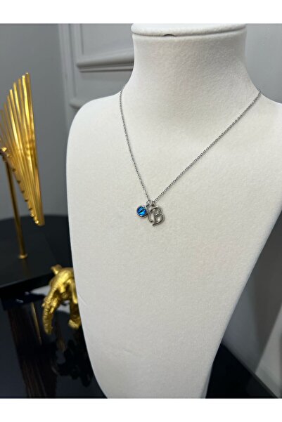 Store B Harf Kolye Nazar Boncuklu Harfli Kolye Çelik Zincirli