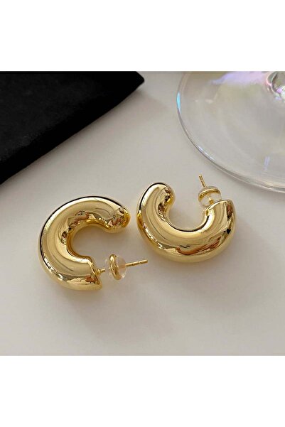 Choice Gold Vintage Metal C Shape Hoop Earrings for Women Girls Minimalism Go...