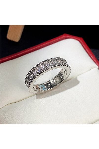 Choice 6 F1240 خاتم زفاف نسائي بتصميم Huitan Fashion Contracted مع حجر الزركونيا المكعب الأبيض اللامع