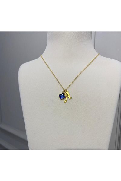 Store Letter a Necklace Clover Charm Steel Chain Luck Necklace