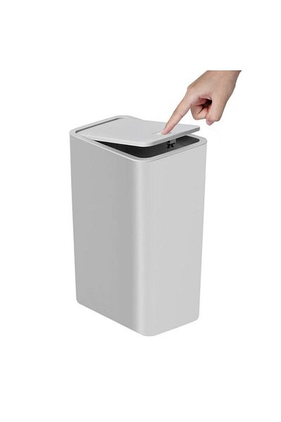 Choice 10l 1 Pack Grey Bathroom Trash Can-10l Small Garbage Can With Press Top Lid For Toilet,bedroom,livin
