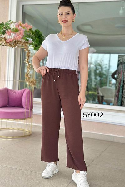 İnce Topuk Elastic Waist Aerobin Trousers - 5Y002 Model