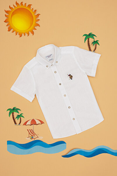 U.S. Polo Assn. قميص أبيض قصير الأكمام للأولاد 50298044 -VR013