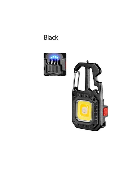 ESMARTER (Black)W5138 Rechargeable Mini LED Small Flashlight Keyring Screwdriver Wrench Feature Portable Flas