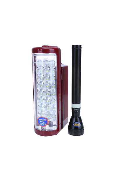 Geepas Rechargeable LED Lantern & 1Pc Torch | Emergency Lantern with Light Dimmer Function