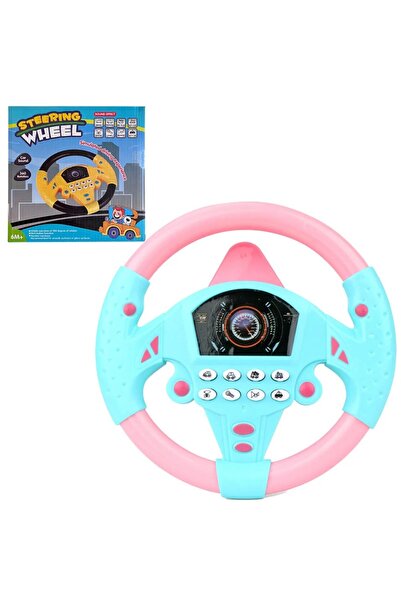 Choice4 لعبة عجلة قيادة كهربائية لامعة بسيطة باللون الوردي للأطفال مع صوت وضو...