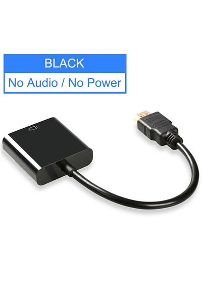 Choice black HD 1080P HDMI To VGA Cable Converter With Audio Power Supply HDMI Male To VGA Female Converter