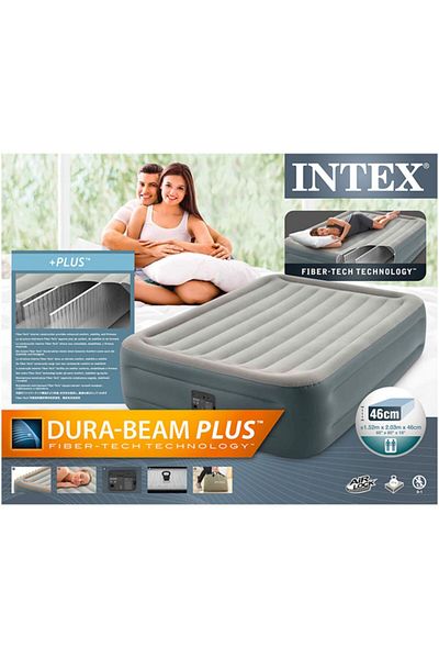 Intex Queen Size Dura-Beam Plus Essential Rest Inflatable Air Bed with Internal Pump