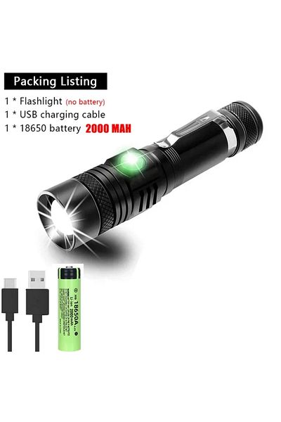 XIWANGFIRE 1PC with Battery High Power T6 Led Flashlights Zoomable Camping Torch With Pen Clip Waterproof 4 Lig