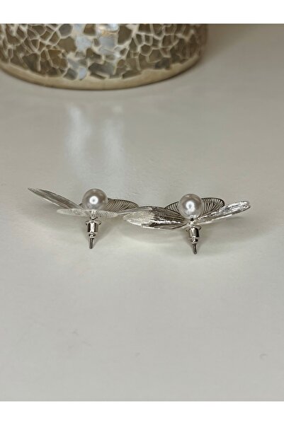 Studioyc Çift Yönlü Kullanılabilir Çiçek Model İncili Gümüş Küpe