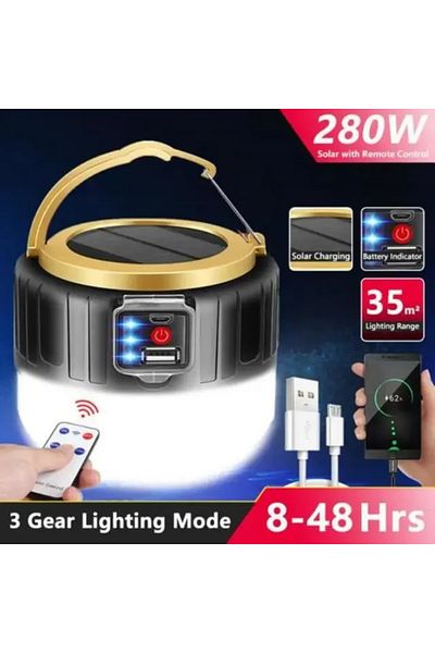 ESMARTER مصابيح تخييم LED تعمل بالطاقة الشمسية تعمل عن بعد W508black خارجية قابلة لإعادة الشحن عبر USB خيمة محمولة فوانيس طوارئ