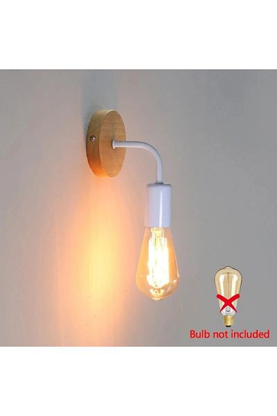 Choice White Wood Wall Lamp Vintage Sconce Wall Lights Fixture E27 Bedside Retro Vintage Lamp Industrial De
