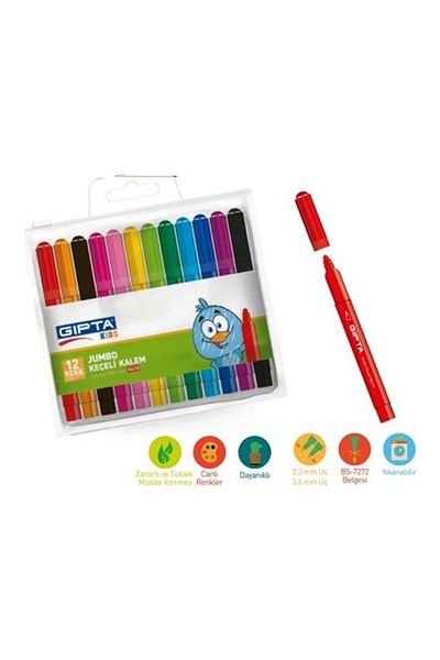 Gıpta K410 Jumbo Felted Paint Pen with PVC Bag Pack of 12