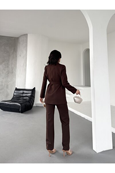 Bella Breeze Kadın Bağlamalı Blazer Ceket Pantolon Takım Elbise