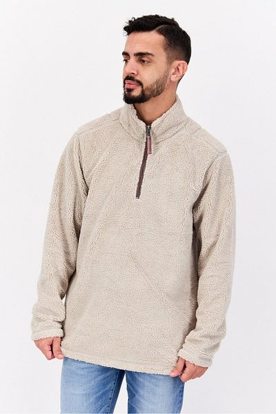 True Grit Men Sherpa Half Zip Sweater, Sandstone