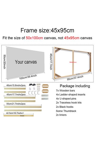 Choice 45x95cm 30x40 40x50 60x90cm Canvas Frame Wooden Frames Wooden Photo Oil Painting Canvas Diamond Pain
