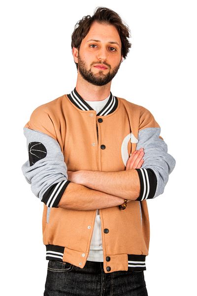 Rizz up Мъжко колежанско палто с три връвчици и бродерия G, кафяво сиво, 2304761