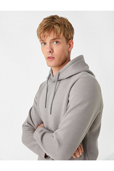 Koton Basic Kapşonlu Sweatshirt Şardonlu