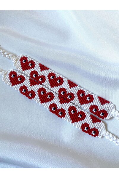 MELUSH مجموعة أساور محبوكة مكملة للبعض البعض على شكل قلب مكونة من قطعتين