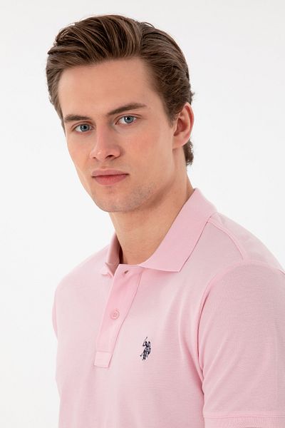 U.S. Polo Assn. Ανδρικό μπλουζάκι με λεπτή εφαρμογή Polo Neck Light Pink Basic 50297984-VR078
