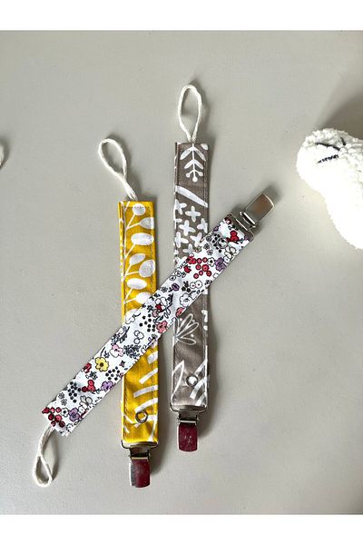 mugaSA - Set of 3 Pacifier Straps, Pacifier Holder, Pacifier Chain, 100% Cotton
