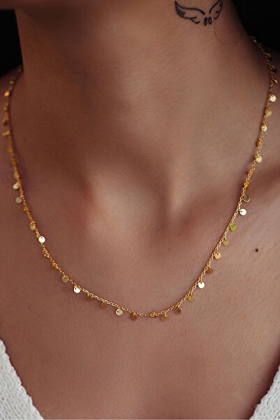 Papatya Silver 925 Ayar Altın Kaplama Sıralı Gümüş Pul Kolye