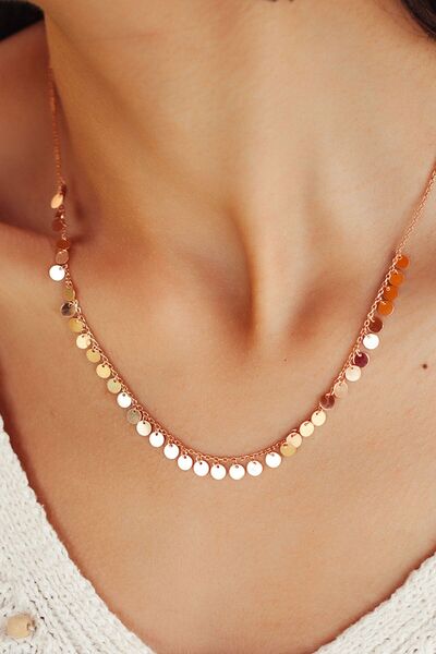 Papatya Silver 925 Ayar Rose Altın Kaplama Gümüş Pul Kolye