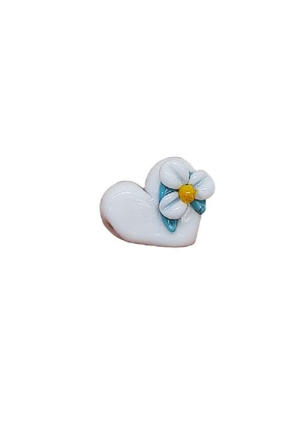 PARACORD 5Pcs White Flower Murano Glass Beads Heart
