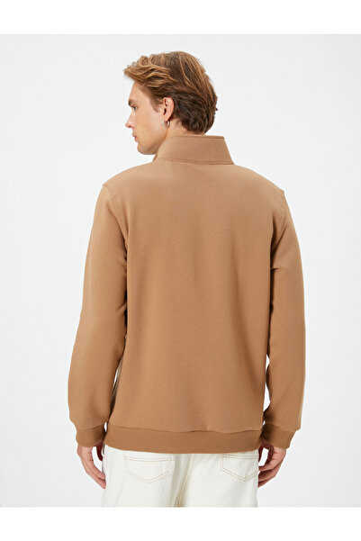 Koton Sweatshirt mit halbem Reißverschluss, Stehkragen, lange Ärmel, gerippt