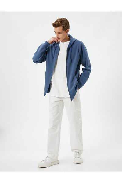Koton Basic Zipper Sweat Hooded with Pocket Detail