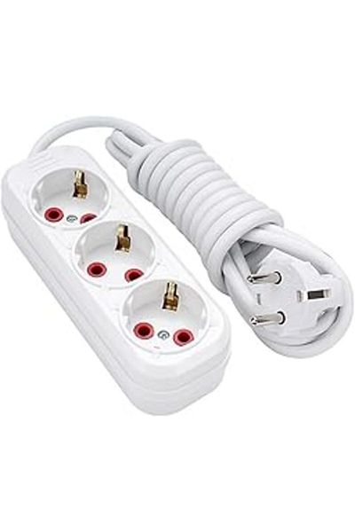 Hepta Collection 3 Meter 3-Plug Socket - Long Flexible Cable, Safe and Durable Extension Cable Coupler Socket