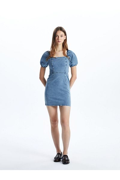 LC Waikiki Rochie de damă din denim cu guler pătrat de sezon nou - S53118Z8